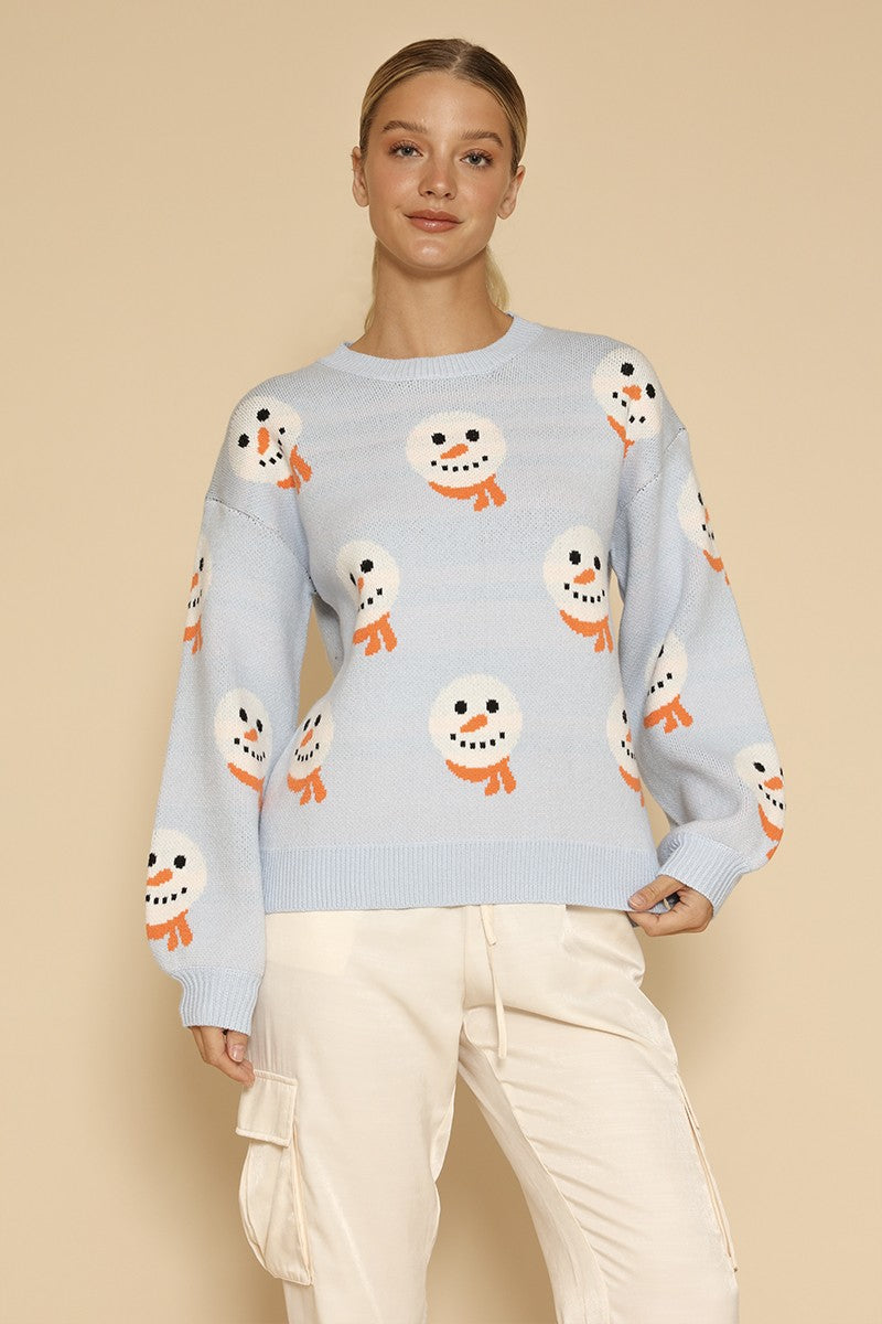 All Over Snowman Holiday Knit Sweater