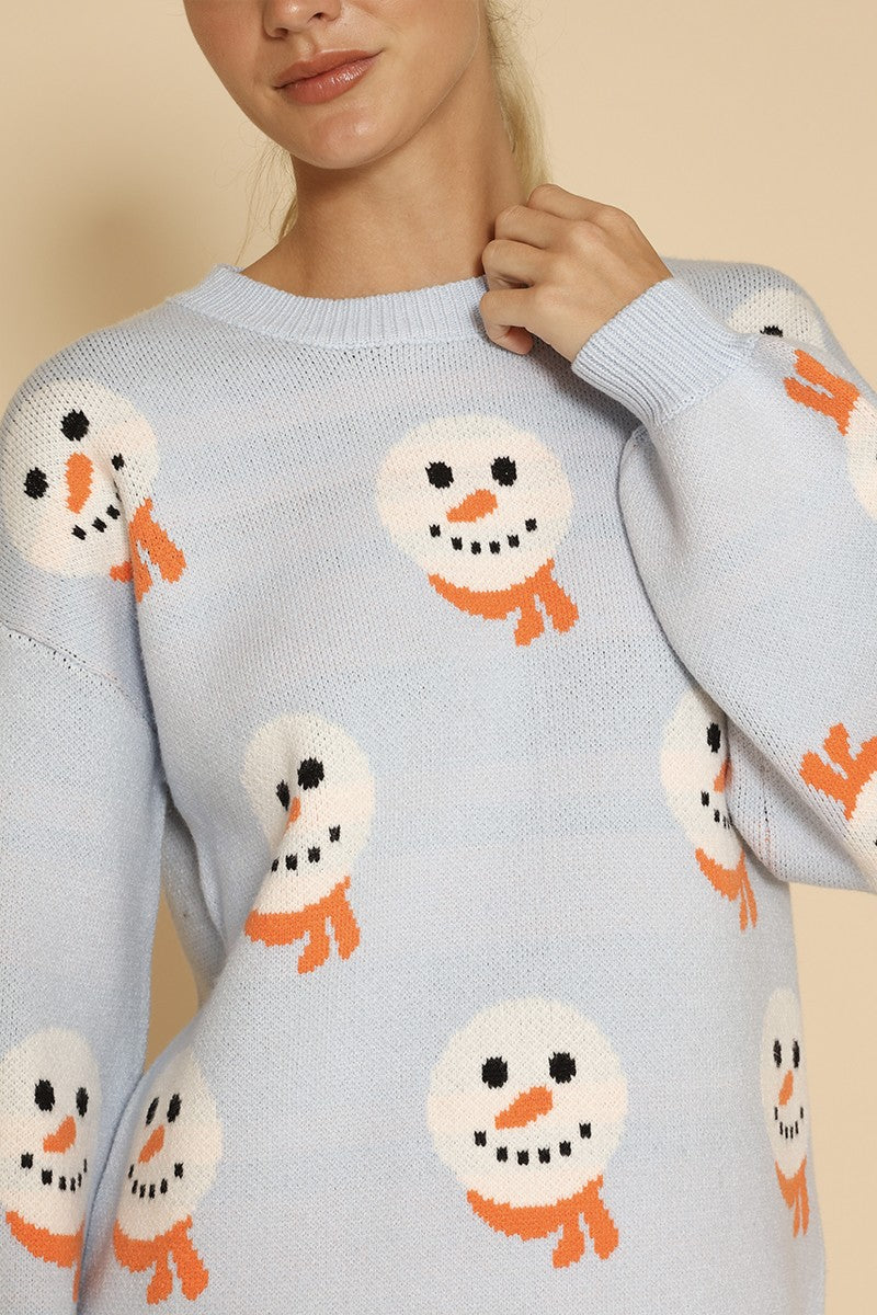 All Over Snowman Holiday Knit Sweater