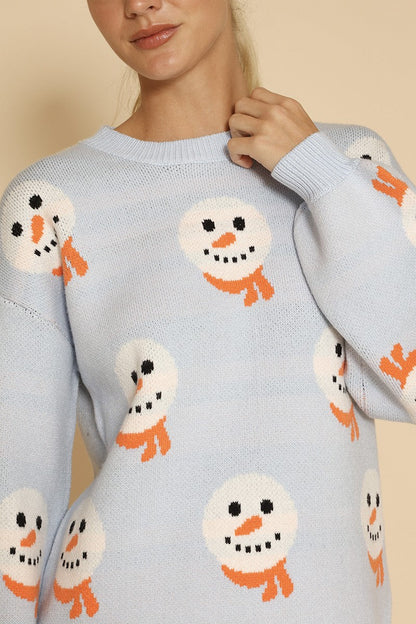 All Over Snowman Holiday Knit Sweater