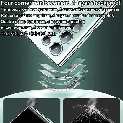 Original Wireless Magnet Plating Case for Magsafe Case Samsung Galaxy S21 Fe S22 Plus S23 S24 Ultra Glass Full Camera Protection